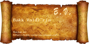 Bakk Valéria névjegykártya